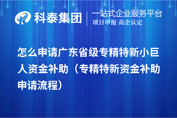 怎么申请广东省级专精特新小巨人资金补助(专精特新资金补助申请流程)