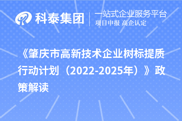 《肇庆市高新技术企业树标提质行动计划(2022-2025年)》政策解读