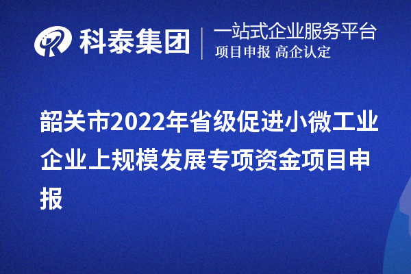 韶关市2022年省级促进小微工业企业上规模发展专项资金项目申报