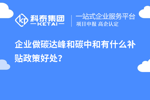 企业做碳达峰和碳中和有什么补贴政策好处？