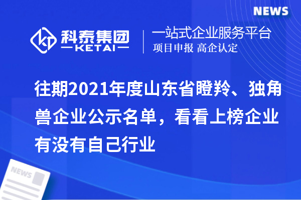 往期2021年度山东省瞪羚、独角兽企业公示名单，看看上榜企业有没有自己行业