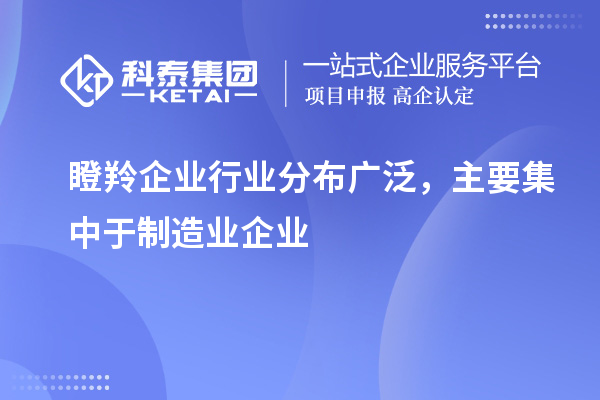 瞪羚企业行业分布广泛，主要集中于制造业企业