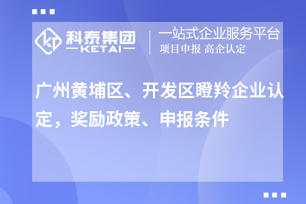 广州黄埔区、开发区瞪羚企业认定，奖励政策、申报条件