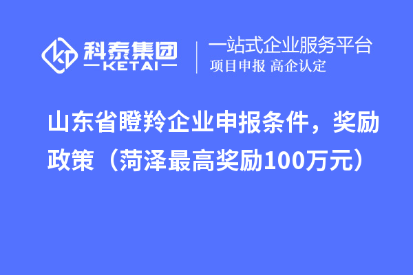 山东省瞪羚企业申报条件，奖励政策（菏泽最高奖励100万元）