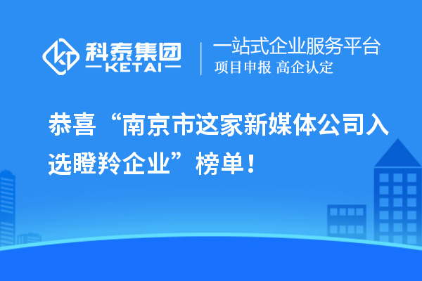 恭喜“南京市这家新媒体公司入选瞪羚企业”榜单！