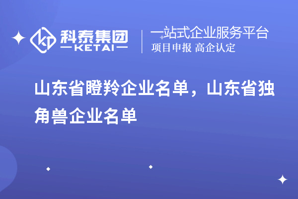 山东省瞪羚企业名单，山东省独角兽企业名单