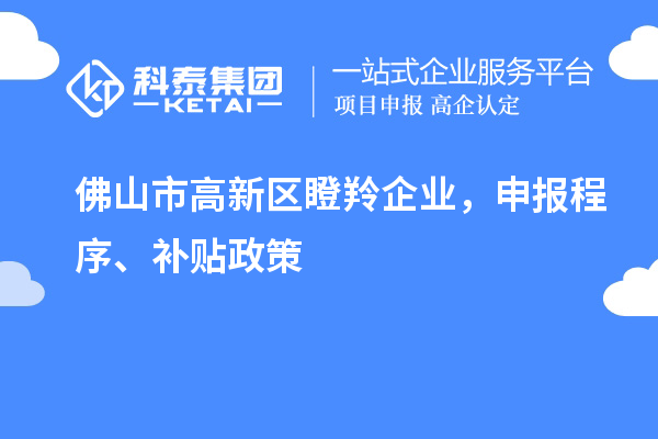 佛山市高新区瞪羚企业，申报程序、补贴政策