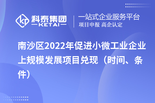 南沙区2022年促进小微工业企业上规模发展项目兑现（时间、条件）