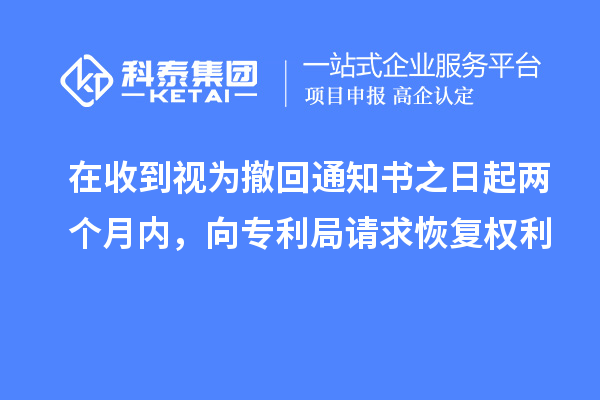 在收到视为撤回通知书之日起两个月内，向专利局请求恢复权利