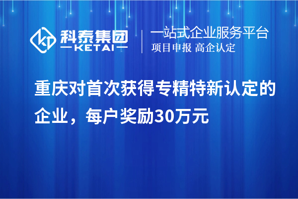 重庆对首次获得专精特新认定的企业,每户奖励30万元