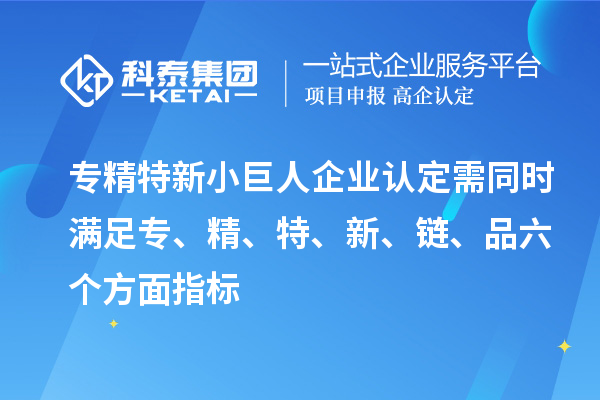 专精特新小巨人企业认定需同时满足专、精、特、 新、链、品六个方面指标