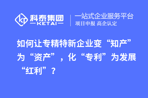 如何让专精特新企业变“知产”为“资产”，化“专利”为发展“红利”？
