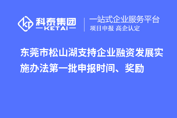 东莞市松山湖支持企业融资发展实施办法第一批申报时间、奖励