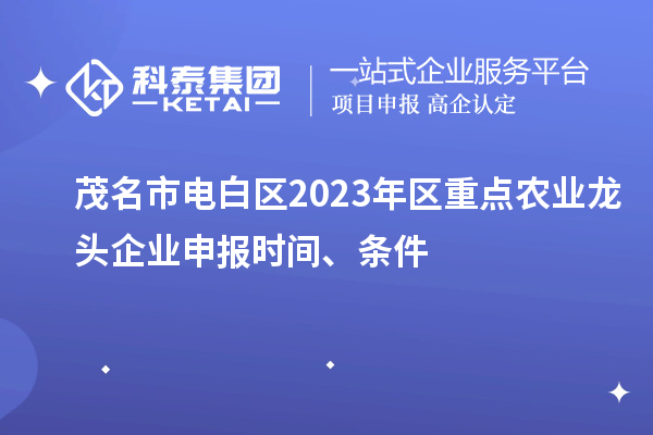 茂名市电白区2023年区重点农业龙头企业申报时间、条件