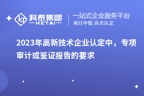 2023年高新技术企业认定中，专项审计或鉴证报告的要求