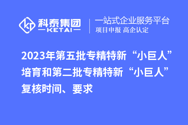 2023年第五批专精特新“小巨人”培育和第二批专精特新“小巨人”复核时间、要求