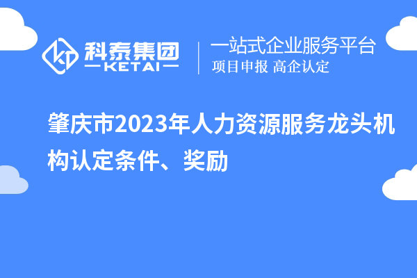 肇庆市2023年人力资源服务龙头机构认定条件、奖励