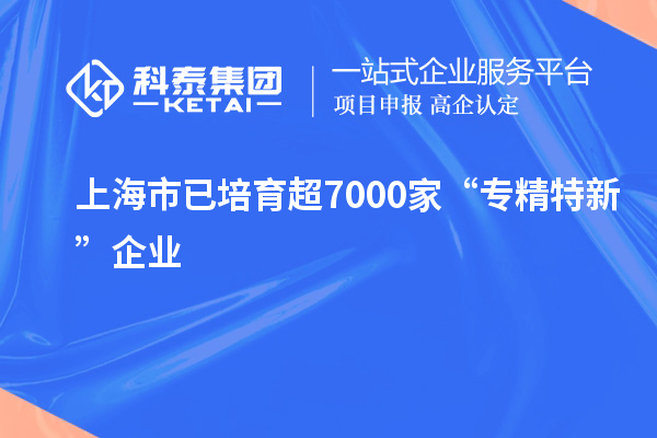上海市已培育超7000家“专精特新”企业