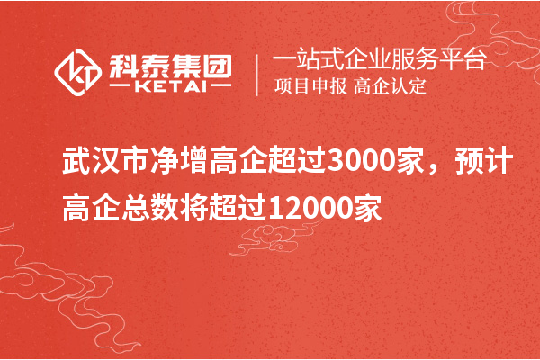 武汉市净增高企超过3000家，预计高企总数将超过12000家