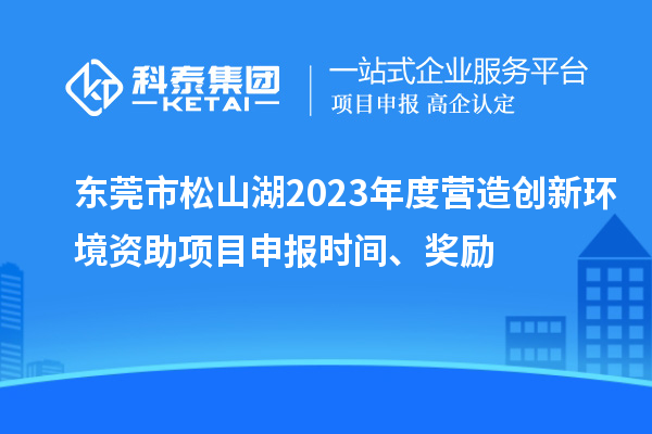东莞市松山湖2023年度营造创新环境资助项目申报时间、奖励