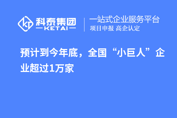 预计到今年底，全国“小巨人”企业超过1万家