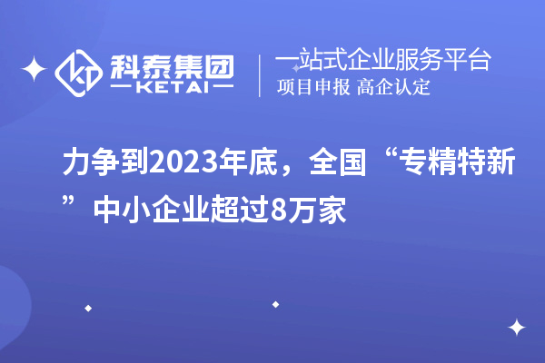 力争到2023年底，全国“专精特新”中小企业超过8万家