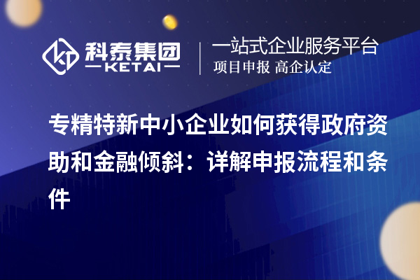 专精特新中小企业如何获得政府资助和金融倾斜:详解申报流程和条件