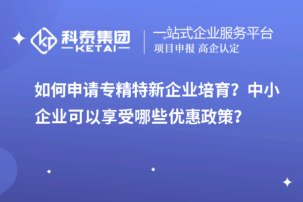 如何申请专精特新企业培育？中小企业可以享受哪些优惠政策？