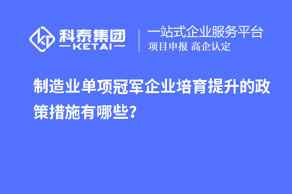 制造业单项冠军企业培育提升的政策措施有哪些？