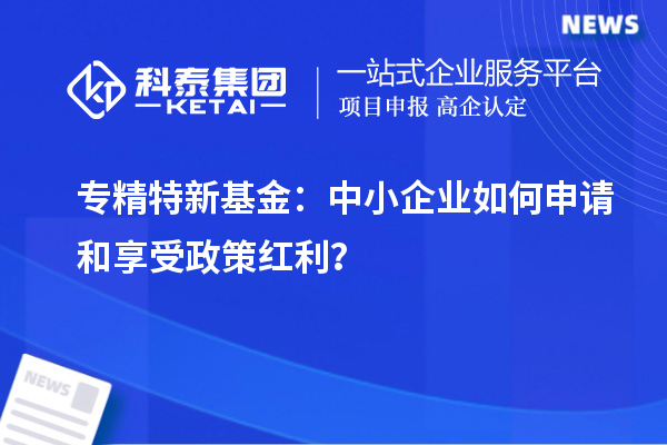 专精特新基金:中小企业如何申请和享受政策红利?