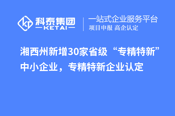 湘西州新增30家省级 “专精特新”中小企业,专精特新企业认定