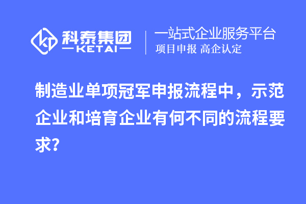 制造业单项冠军申报流程中，示范企业和培育企业有何不同的流程要求？