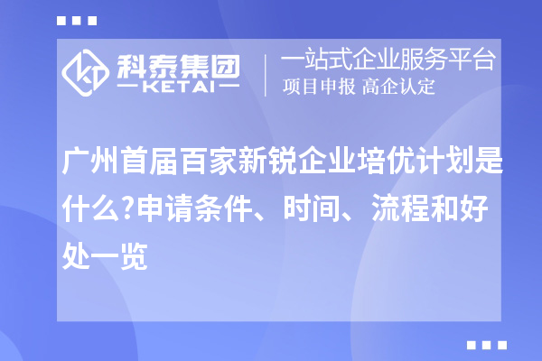 广州首届百家新锐企业培优计划是什么?申请条件、时间、流程和好处一览