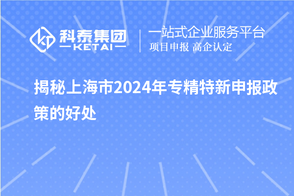揭秘上海市2024年专精特新申报政策的好处