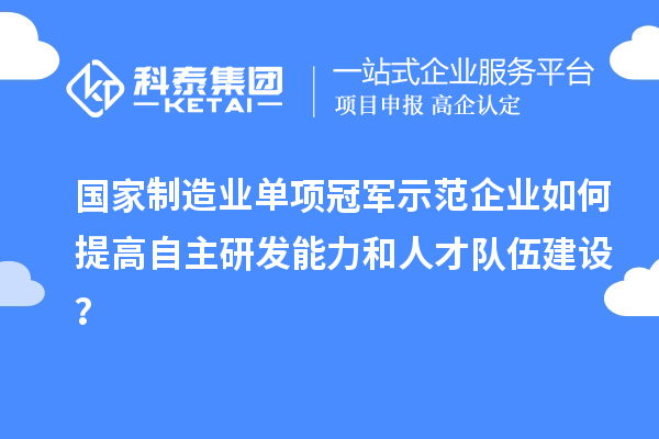 国家制造业单项冠军示范企业如何提高自主研发能力和人才队伍建设？