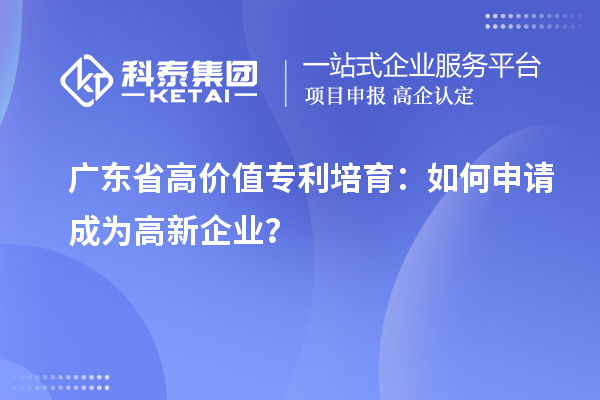 广东省高价值专利培育：如何申请成为高新企业？