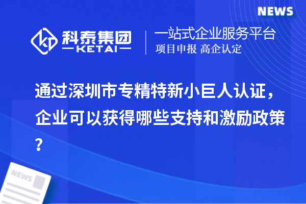 通过深圳市专精特新小巨人认证，企业可以获得哪些支持和激励政策？