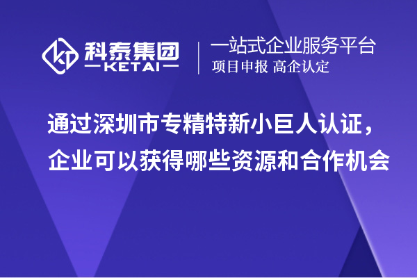 通过深圳市专精特新小巨人认证，企业可以获得哪些资源和合作机会