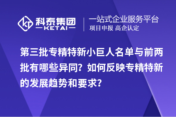 第三批专精特新小巨人名单与前两批有哪些异同？如何反映专精特新的发展趋势和要求？