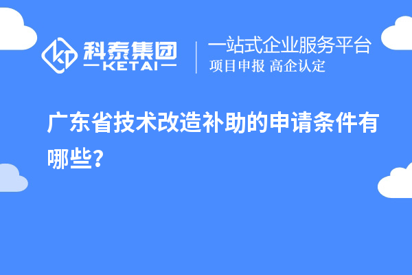 广东省技术改造补助的申请条件有哪些？
