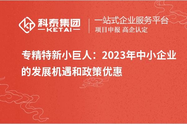 专精特新小巨人:2023年中小企业的发展机遇和政策优惠