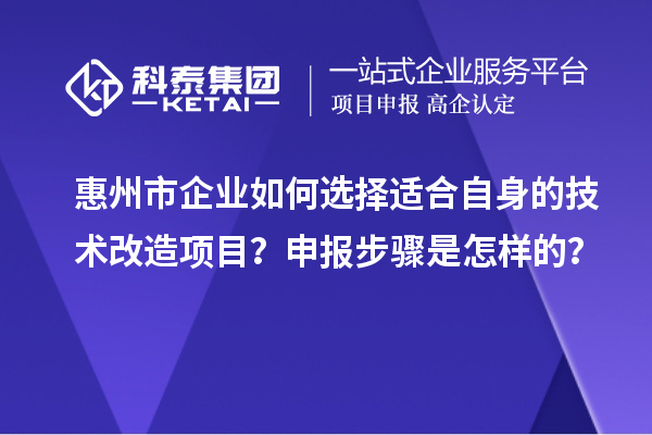 惠州市企业如何选择适合自身的技术改造项目？申报步骤是怎样的？