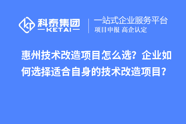 惠州技术改造项目怎么??？企业如何选择适合自身的技术改造项目？