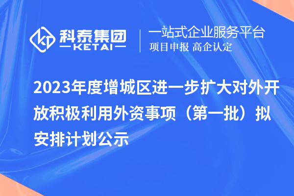 2023年度增城区进一步扩大对外开放积极利用外资事项(第一批)拟安排计划公示