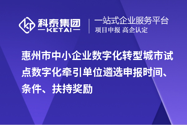 惠州市中小企业数字化转型城市试点数字化牵引单位遴选申报时间、条件、扶持奖励