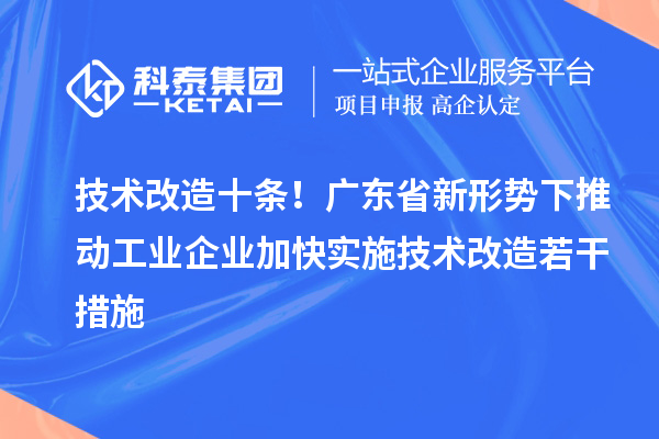 技术改造十条！广东省新形势下推动工业企业加快实施技术改造若干措施