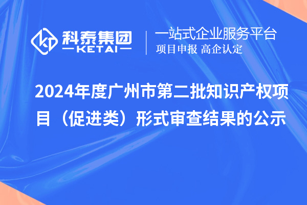 2024年度广州市第二批知识产权项目(促进类)形式审查结果的公示