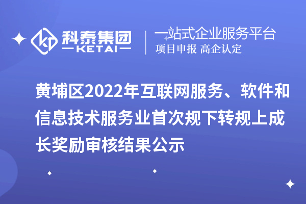 黄埔区2022年互联网服务、软件和信息技术服务业首次规下转规上成长奖励审核结果公示