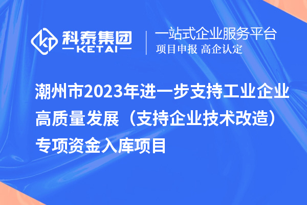 潮州市2023年进一步支持工业企业高质量发展(支持企业技术改造)专项资金入库项目