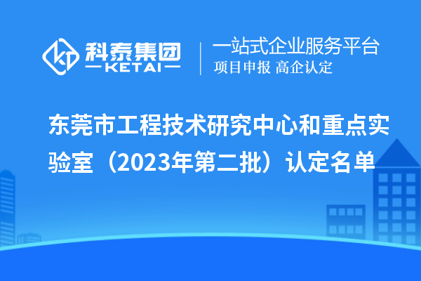 东莞市工程技术研究中心和重点实验室(2023年第二批)认定名单